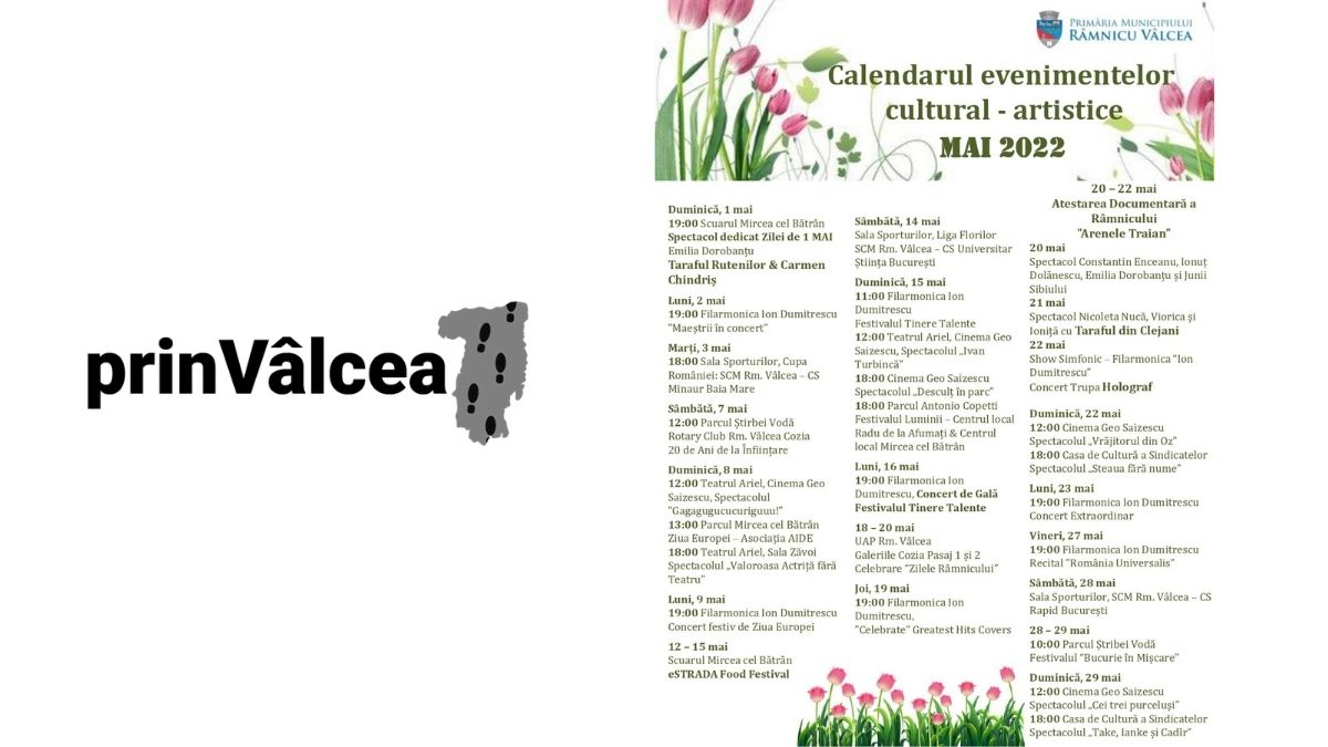 Calendarul evenimentelor cultural – artistice din luna Mai 2022 in Râmnicu Vâlcea
